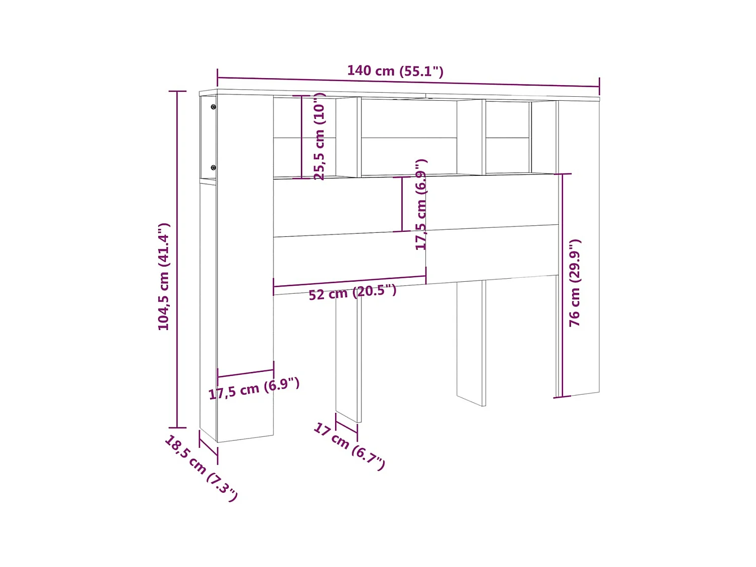 Tête de lit avec effet bois blanche 140 x 18.5 x 104.5 cm TDL0200108