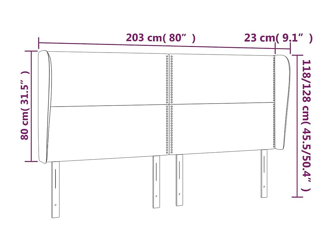 Tête de lit accessoire tissu grise 203 x 23 x 128 cm TDL0205171