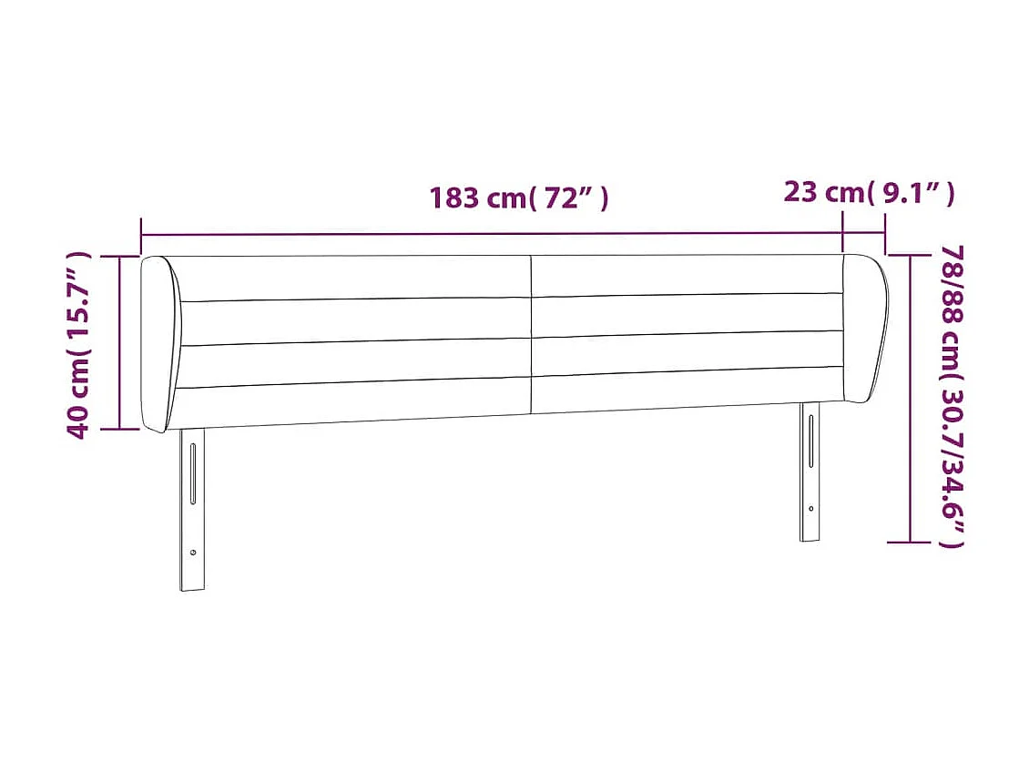 Tête de lit accessoire tissu grise 183 x 23 x 88 cm TDL0205195