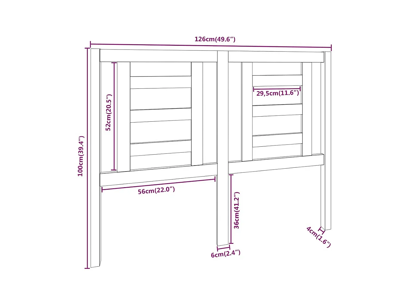 Tête de lit accessoire bois marron 126 x 4 x 100 cm TDL0206753