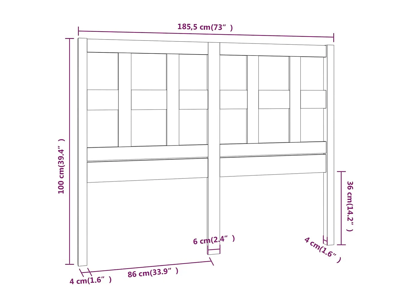 Tête de lit accessoire bois marron 185.5 x 4 x 100 cm TDL0202190