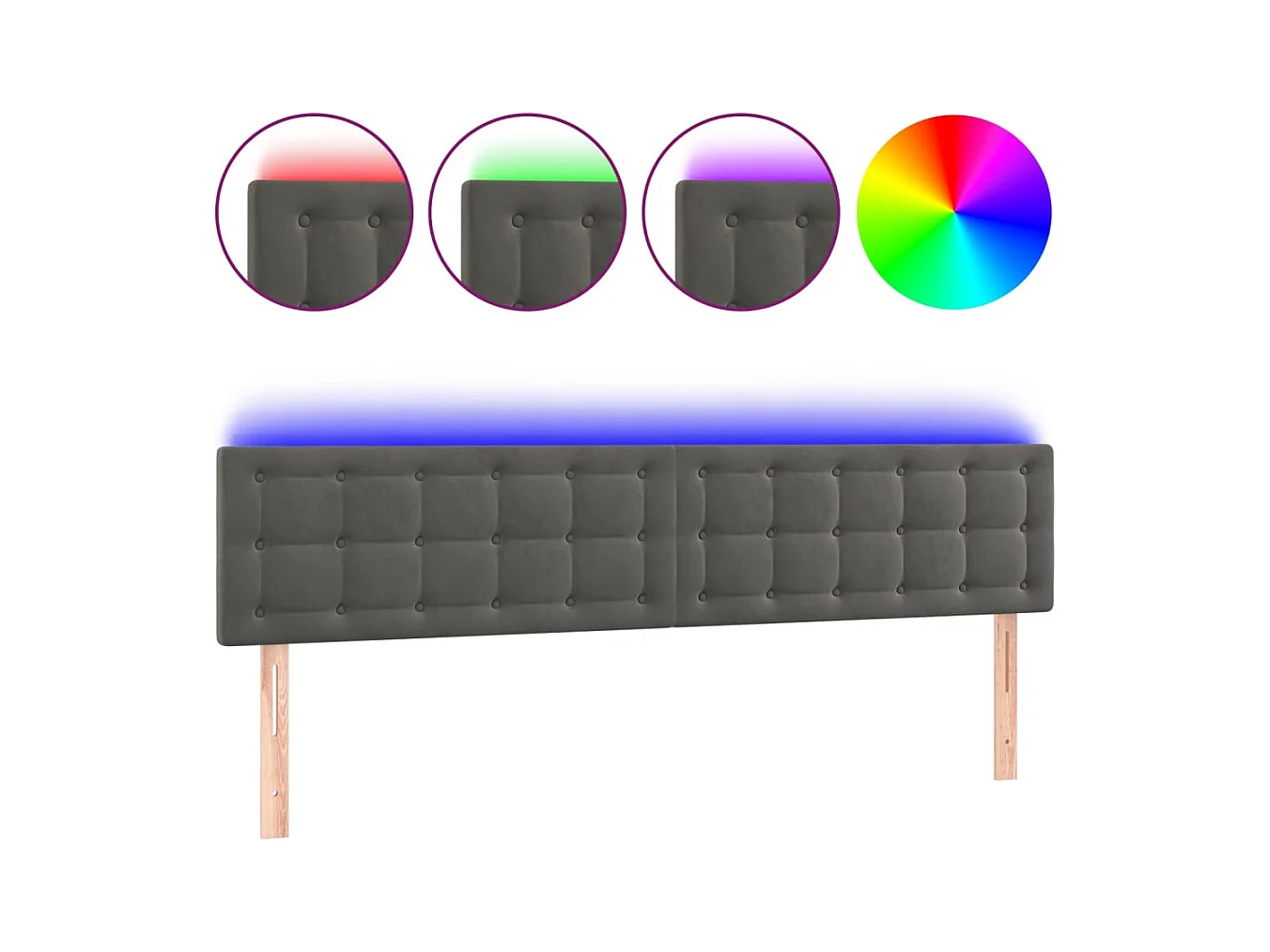 Tête de lit accessoire tissu grise 200 x 5 x 78 cm TDL0201071