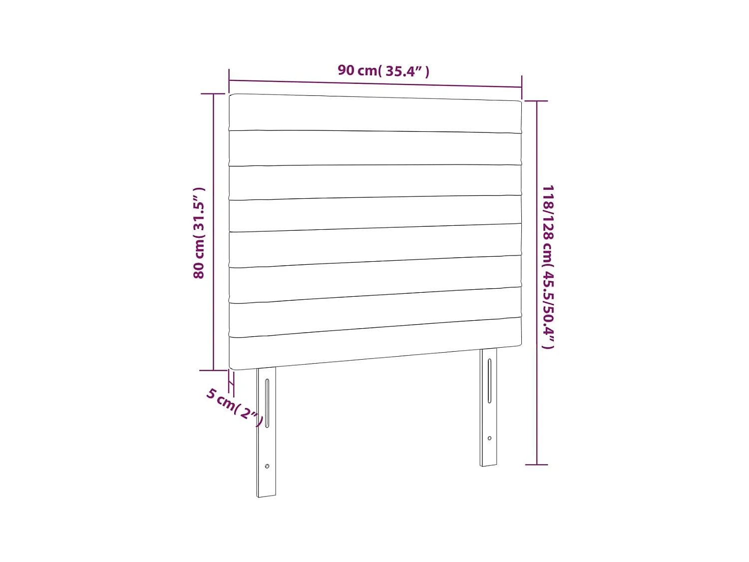 Tête de lit accessoire tissu grise 90 x 5 x 118 cm TDL0201003