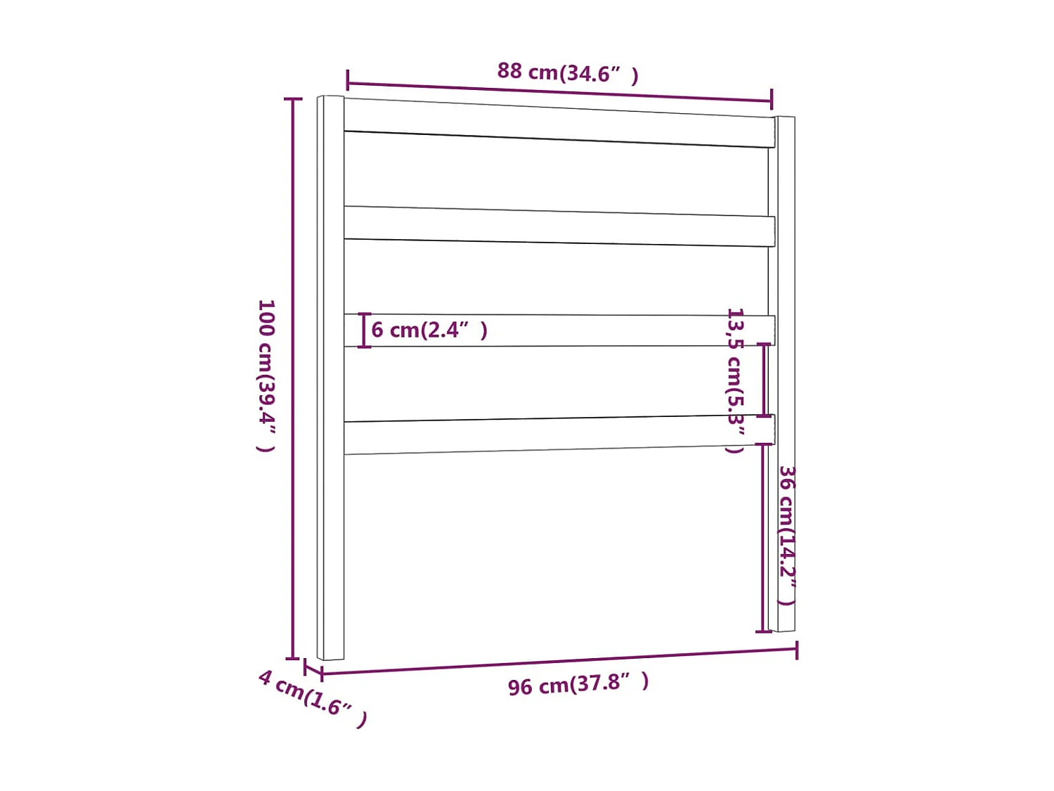 Tête de lit accessoire bois blanche 96 x 4 x 100 cm TDL0203650