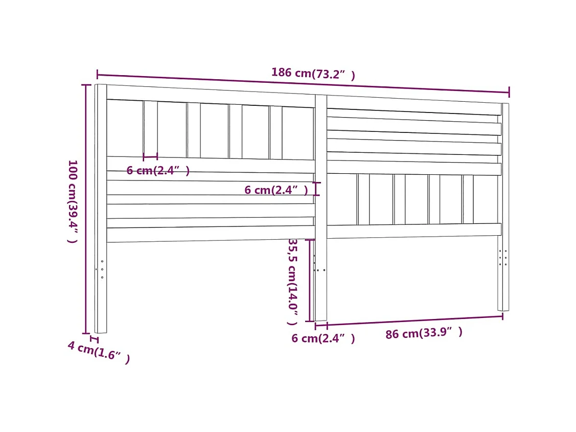 Tête de lit accessoire bois marron 186 x 4 x 100 cm TDL0202178