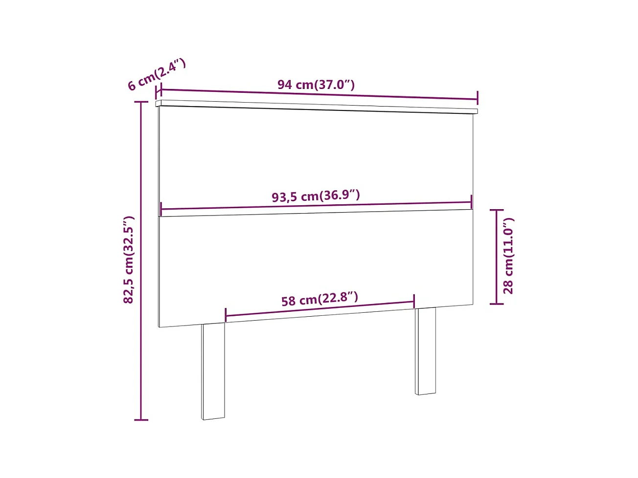 Tête de lit accessoire bois blanche 94 x 6 x 82.5 cm TDL0203669
