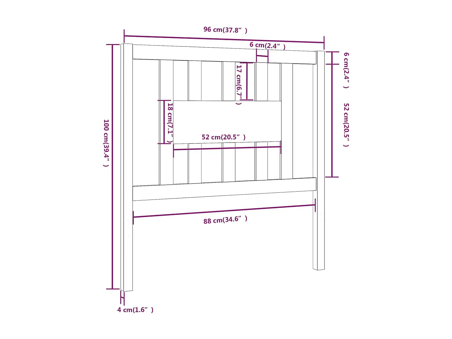 Tête de lit accessoire bois marron 96 x 4 x 100 cm TDL0203252