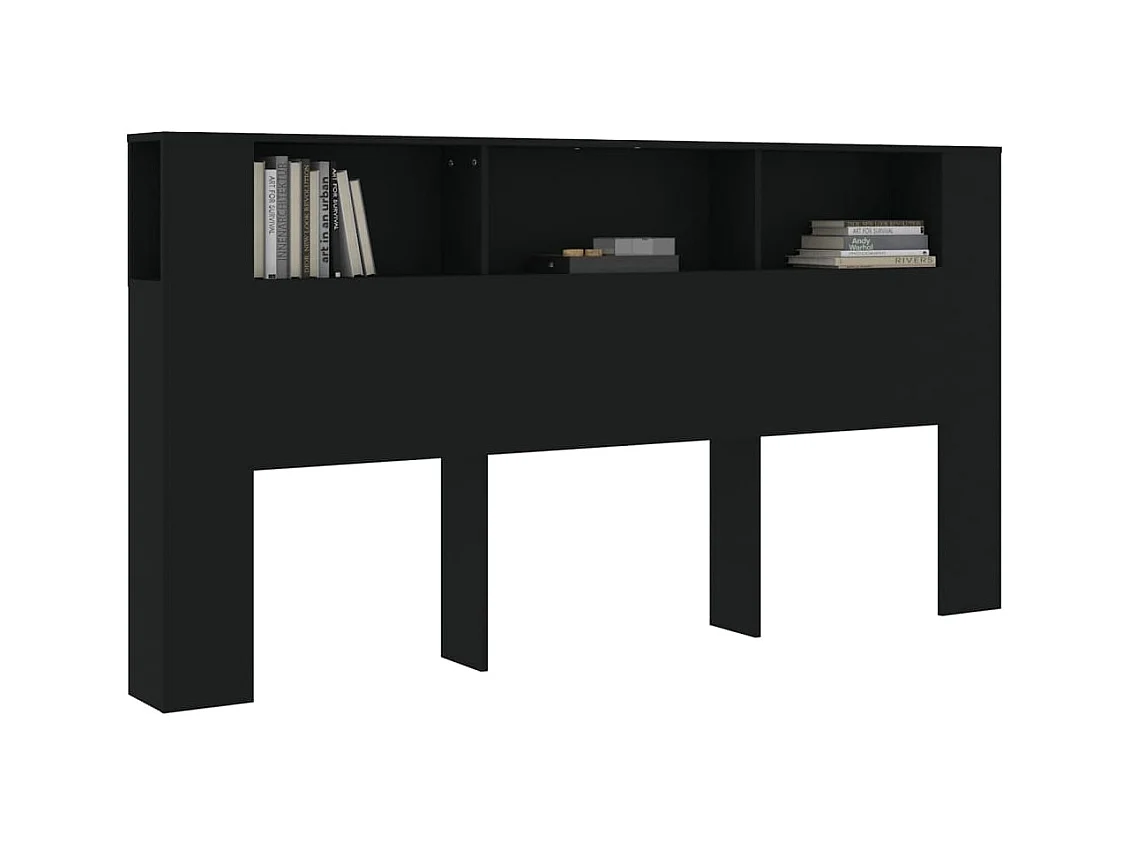 Tête de lit avec effet bois noire 200 x 18.5 x 104.5 cm TDL0200018