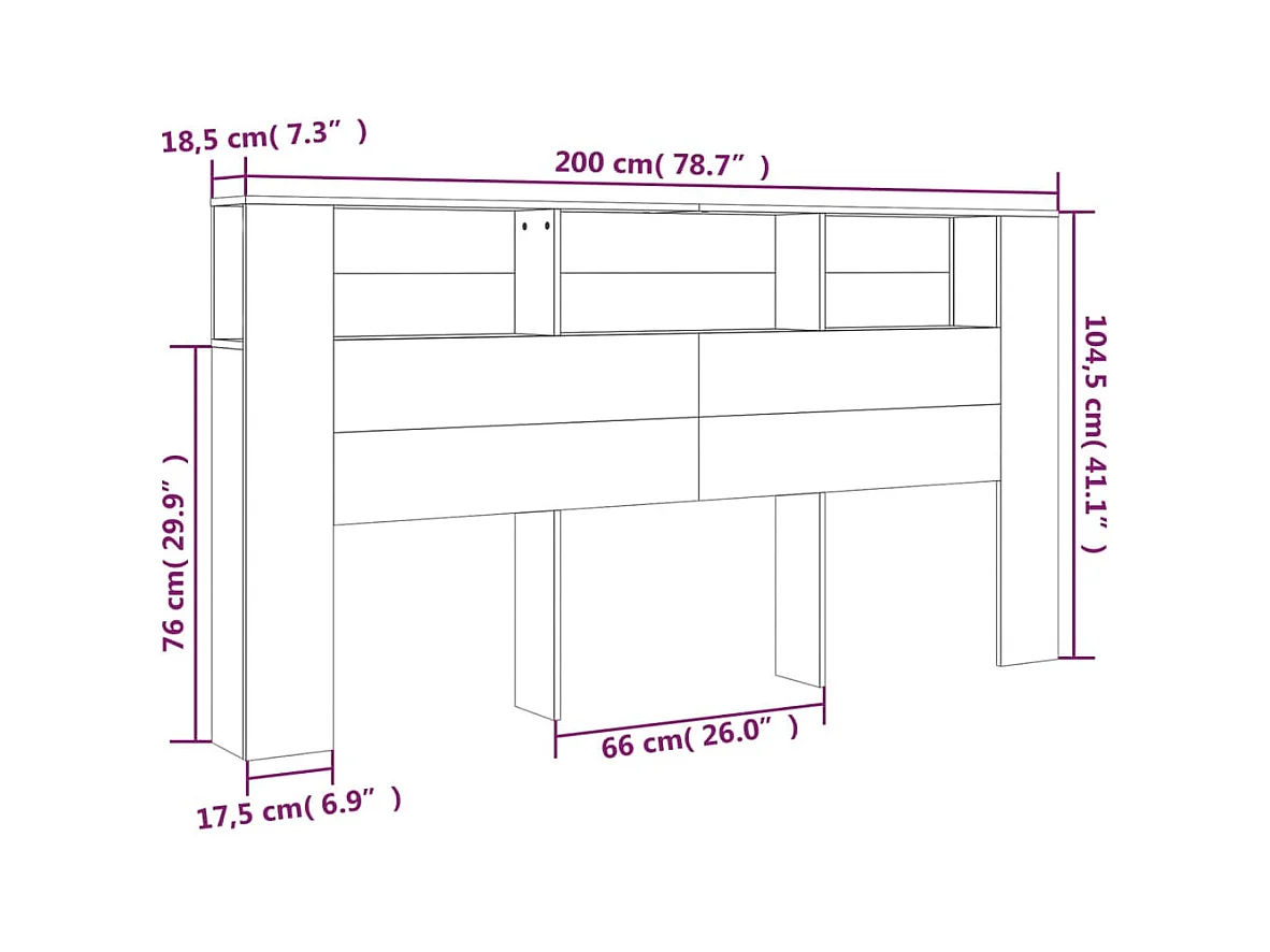 Tête de lit avec effet bois noire 200 x 18.5 x 104.5 cm TDL0200018