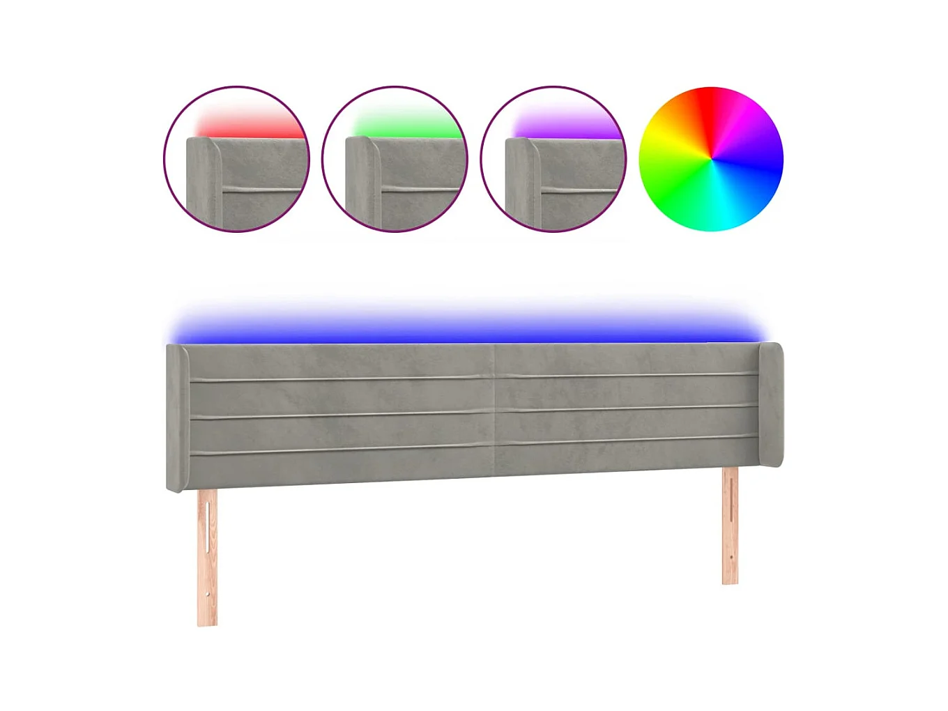 Tête de lit accessoire tissu grise 203 x 16 x 78 cm TDL0201289