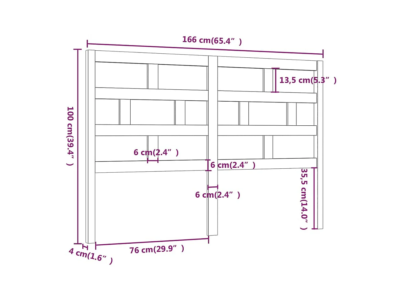 Tête de lit accessoire bois marron 166 x 4 x 100 cm TDL0203383