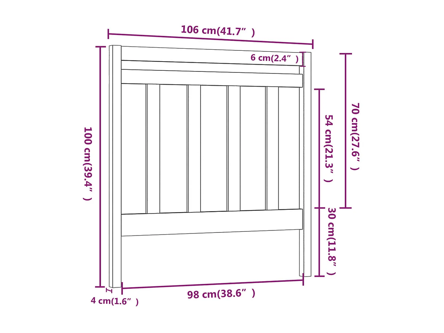Tête de lit accessoire effet bois noire 106 x 4 x 100 cm TDL0202366