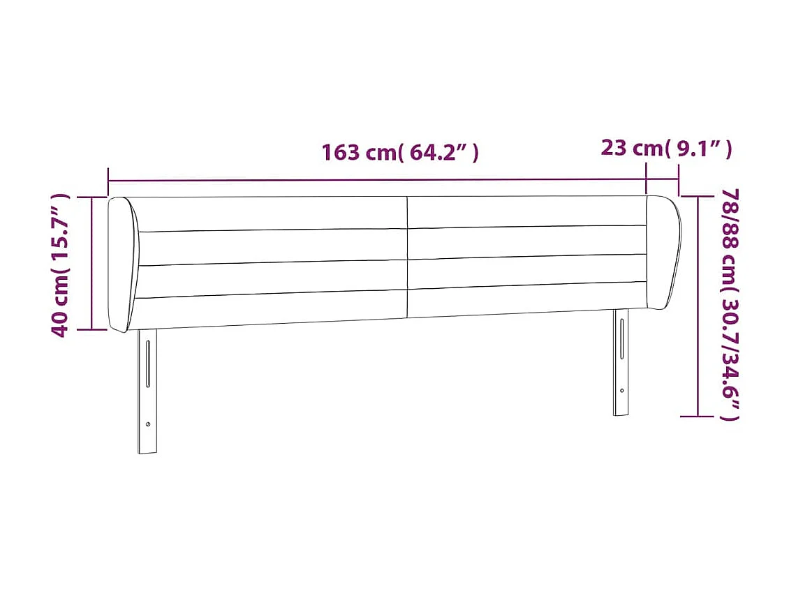 Tête de lit accessoire tissu grise 163 x 23 x 88 cm TDL0205216