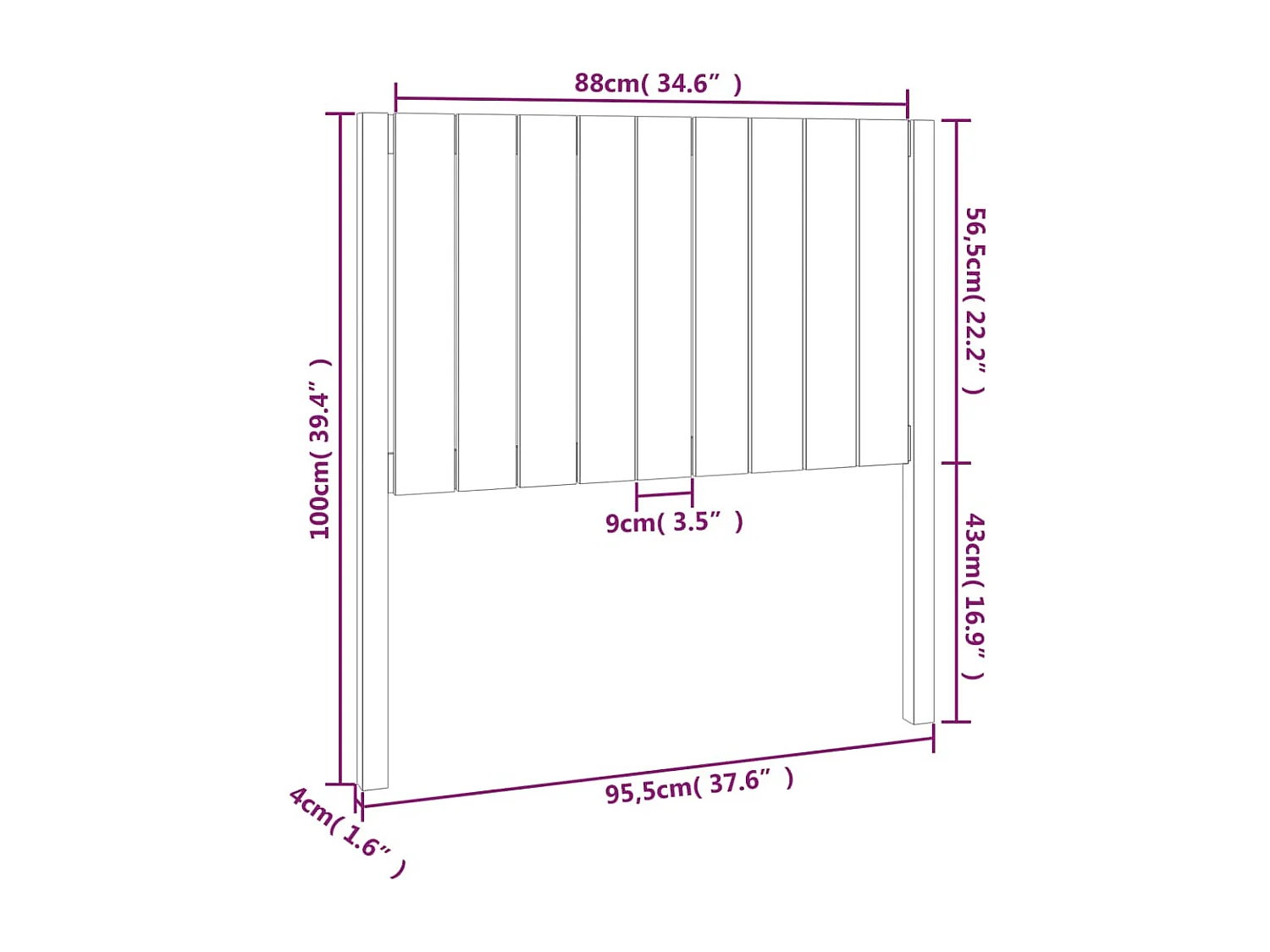Tête de lit accessoire bois marron 95.5 x 4 x 100 cm TDL0202059