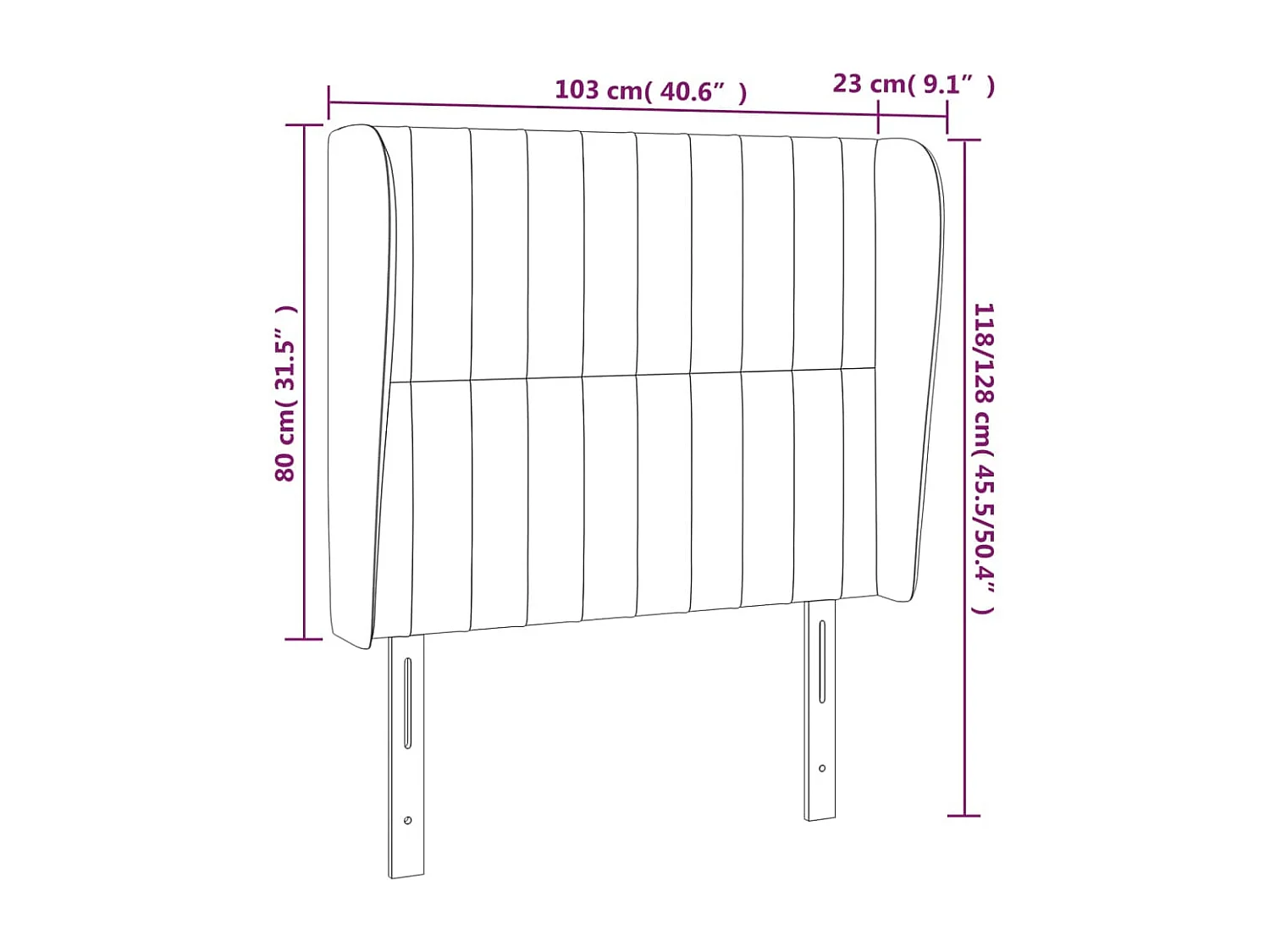 Tête de lit accessoire tissu grise 103 x 23 x 128 cm TDL0205046