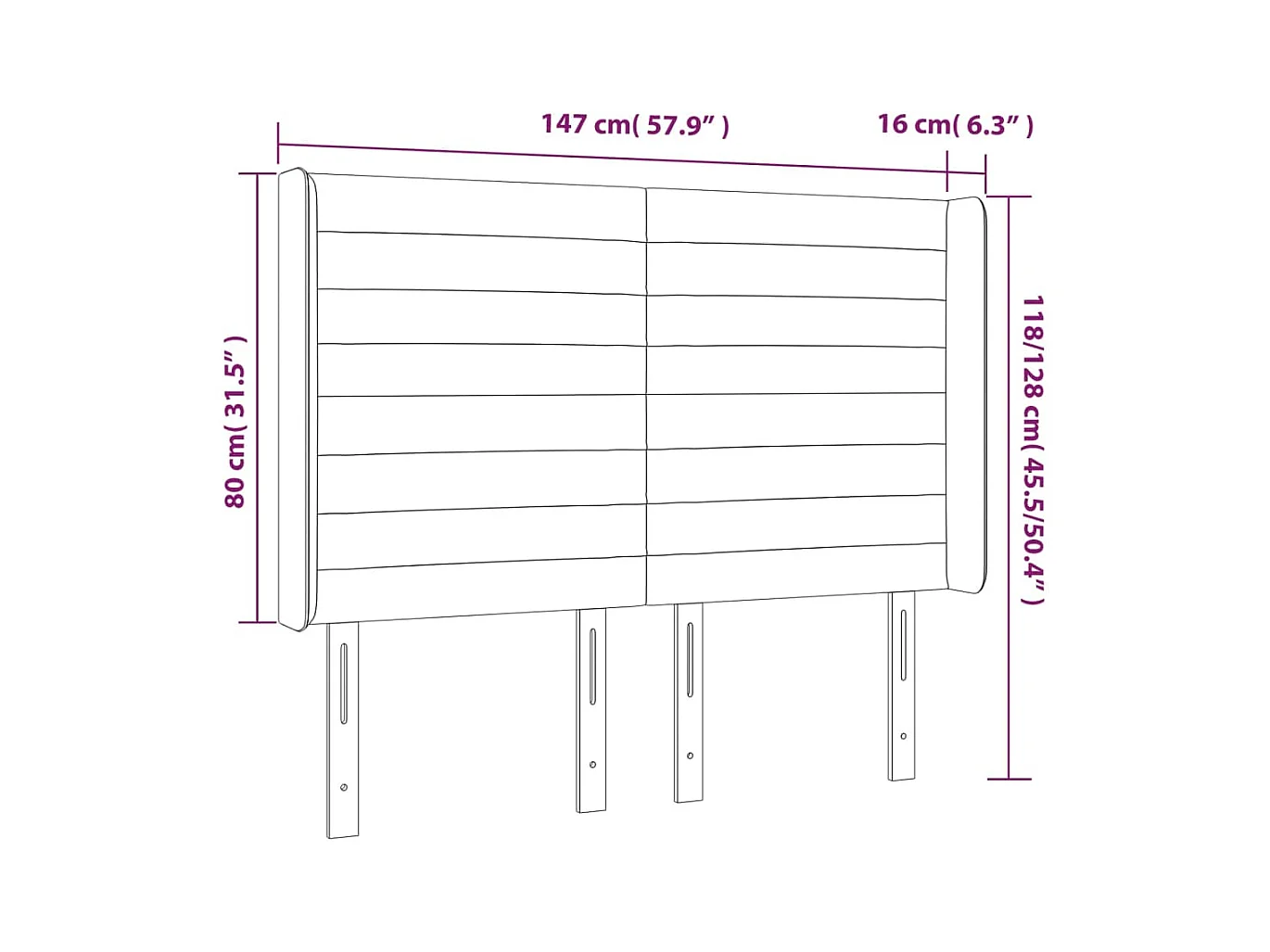 Tête de lit accessoire tissu grise 147 x 16 x 118 cm TDL0201137