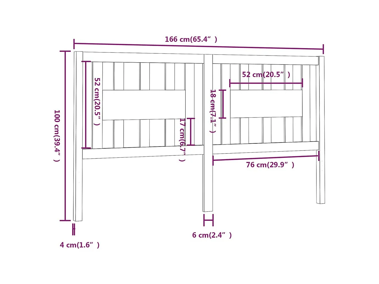 Tête de lit accessoire bois marron 166 x 4 x 100 cm TDL0203378
