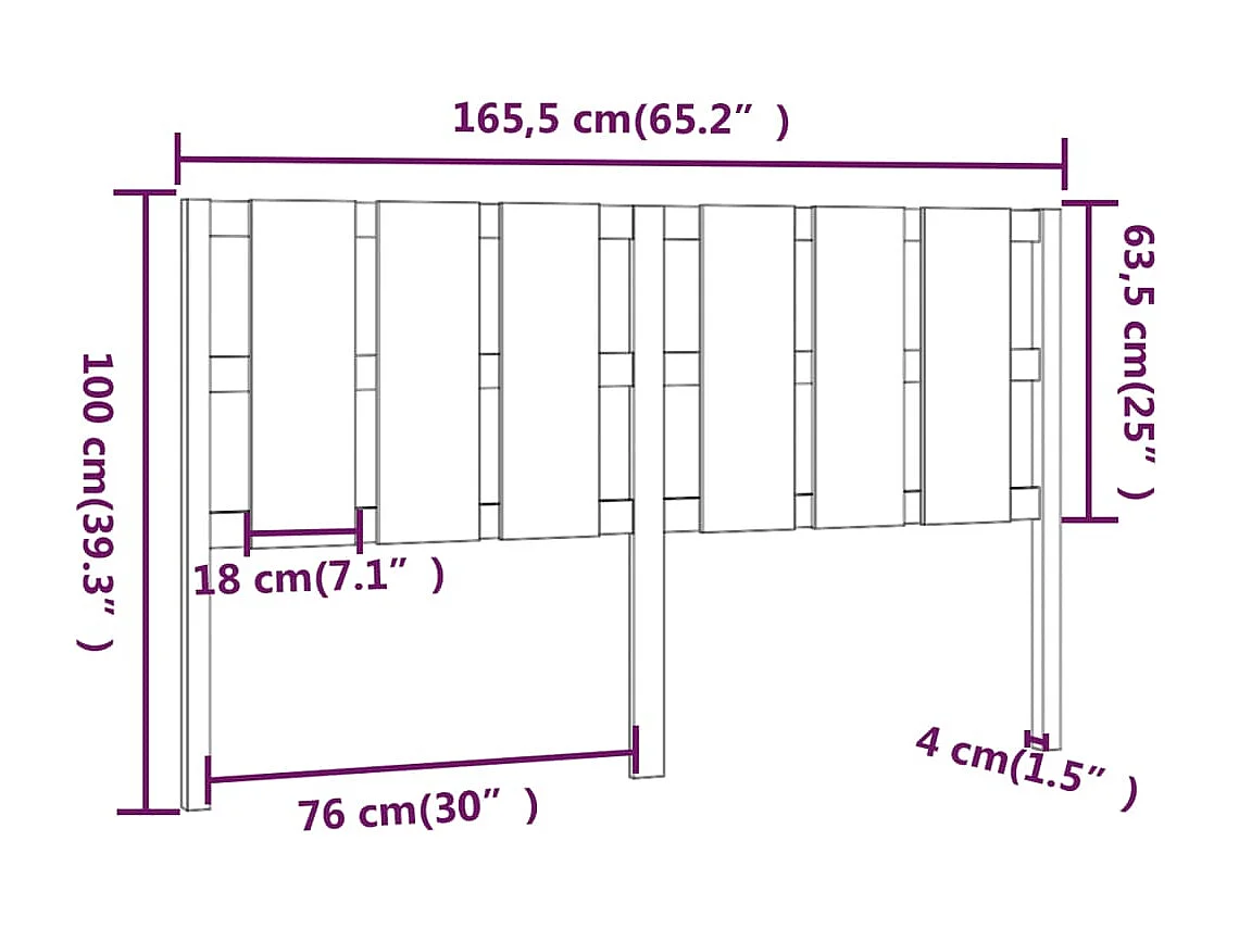 Tête de lit accessoire bois marron 165.5 x 4 x 100 cm TDL0203393