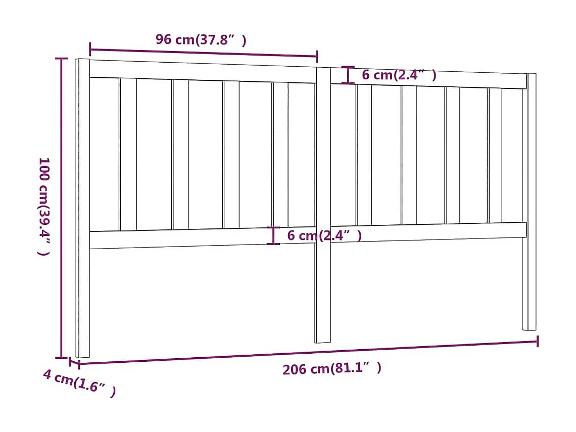 Tête de lit accessoire bois blanche 206 x 4 x 100 cm TDL0203723
