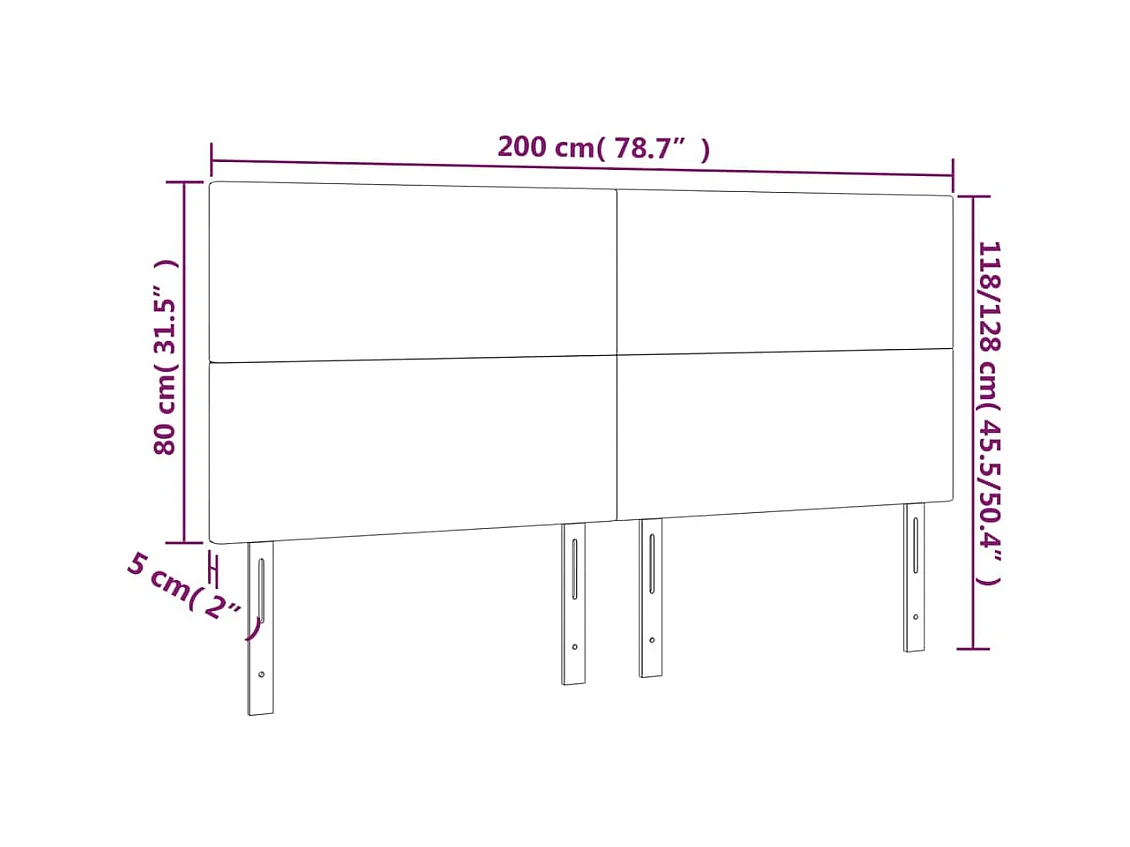 Tête de lit accessoire tissu grise 200 x 5 x 118 cm TDL0201326