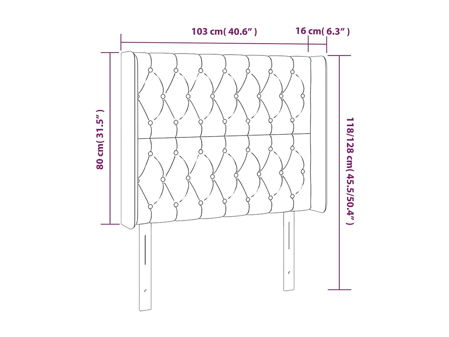 Tête de lit accessoire tissu grise 103 x 16 x 118 cm TDL0201432