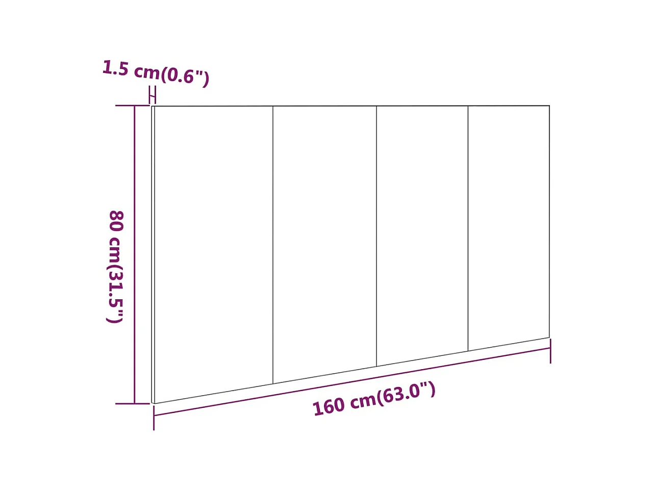 Tête de lit accessoire effet bois marron 160 x 1.5 x 80 cm TDL0203591