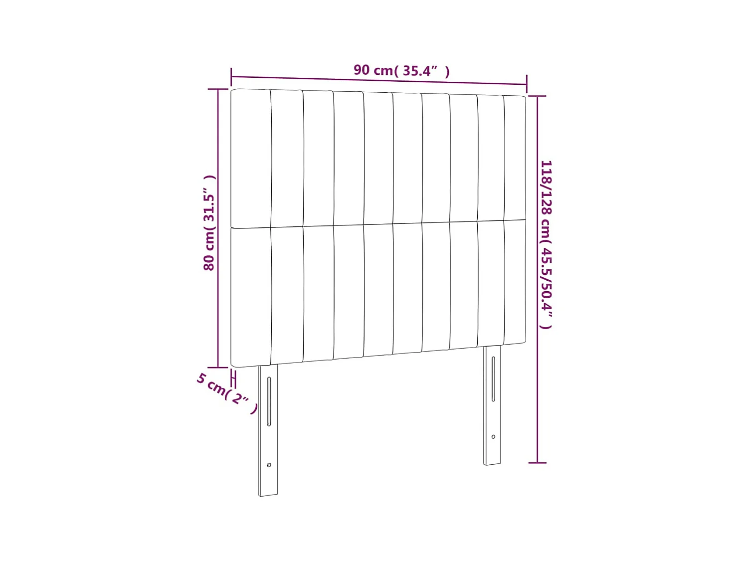 Tête de lit accessoire tissu grise 90 x 5 x 118 cm TDL0201243