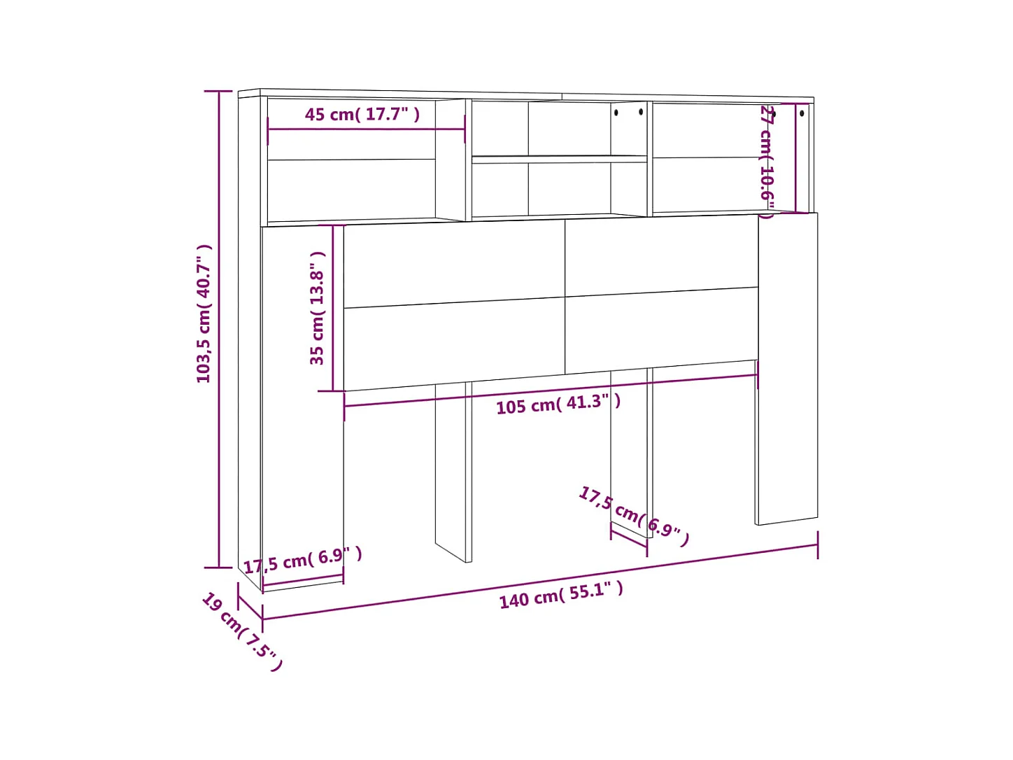Tête de lit avec effet bois beige 140 x 19 x 103.5 cm TDL0200049