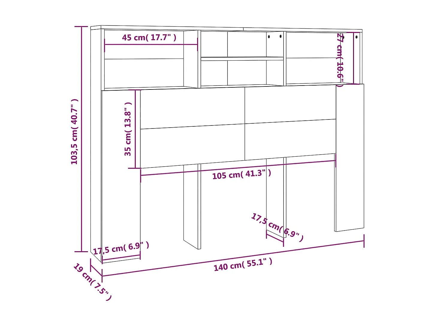 Tête de lit avec effet bois beige 140 x 19 x 103.5 cm TDL0200049