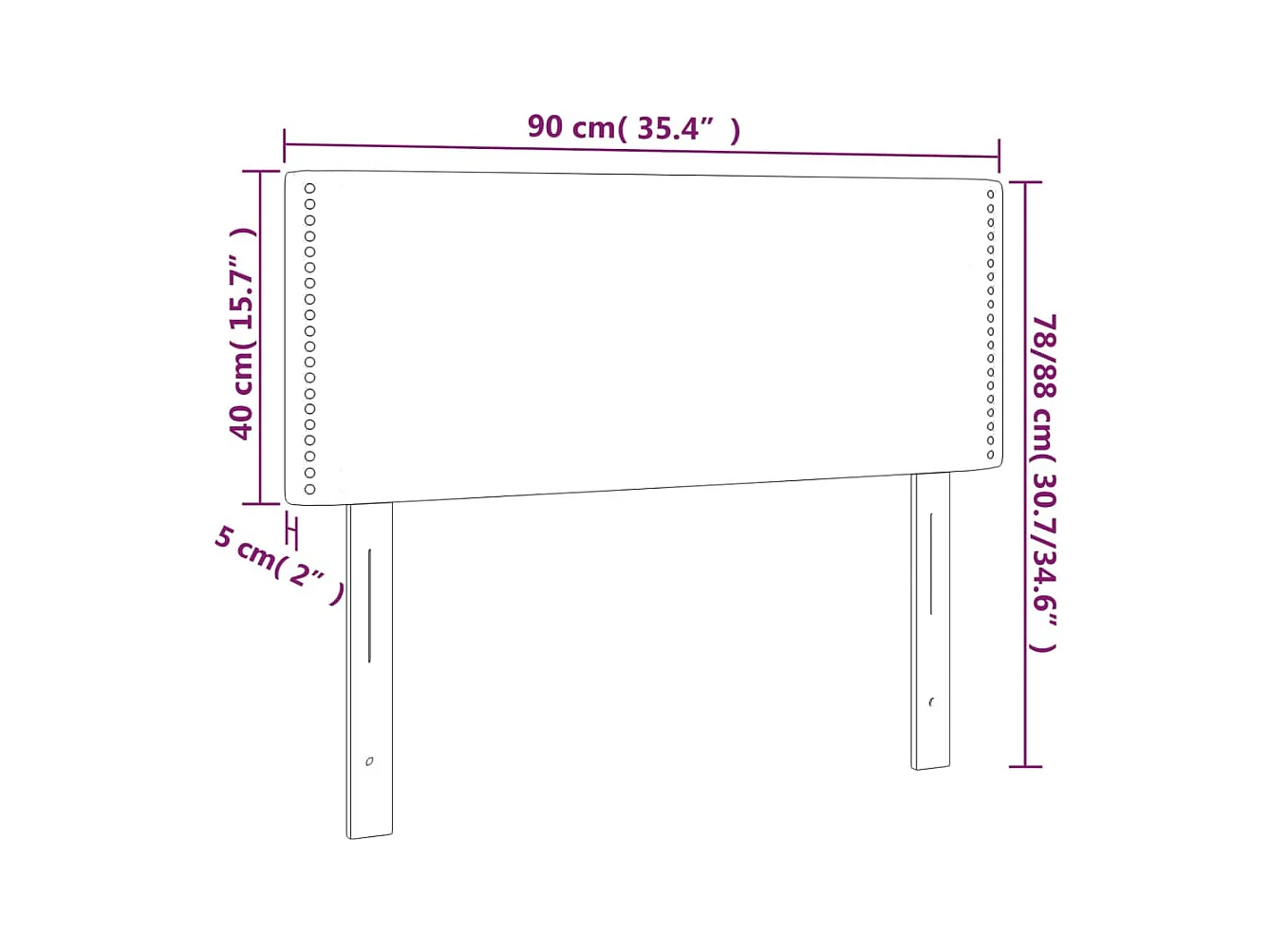Tête de lit accessoire tissu grise 90 x 5 x 78 cm TDL0200997