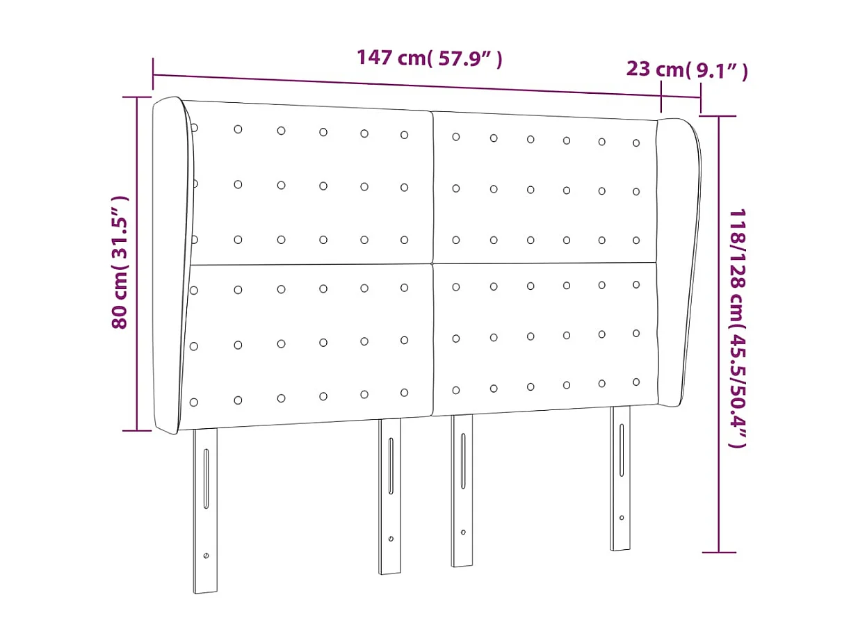 Tête de lit accessoire noire 147 x 23 x 118 cm TDL0204563