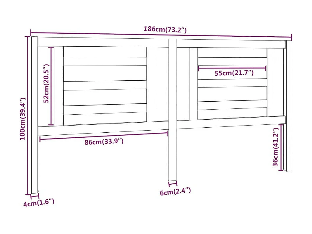 Tête de lit accessoire bois blanche 186 x 4 x 100 cm TDL0203764