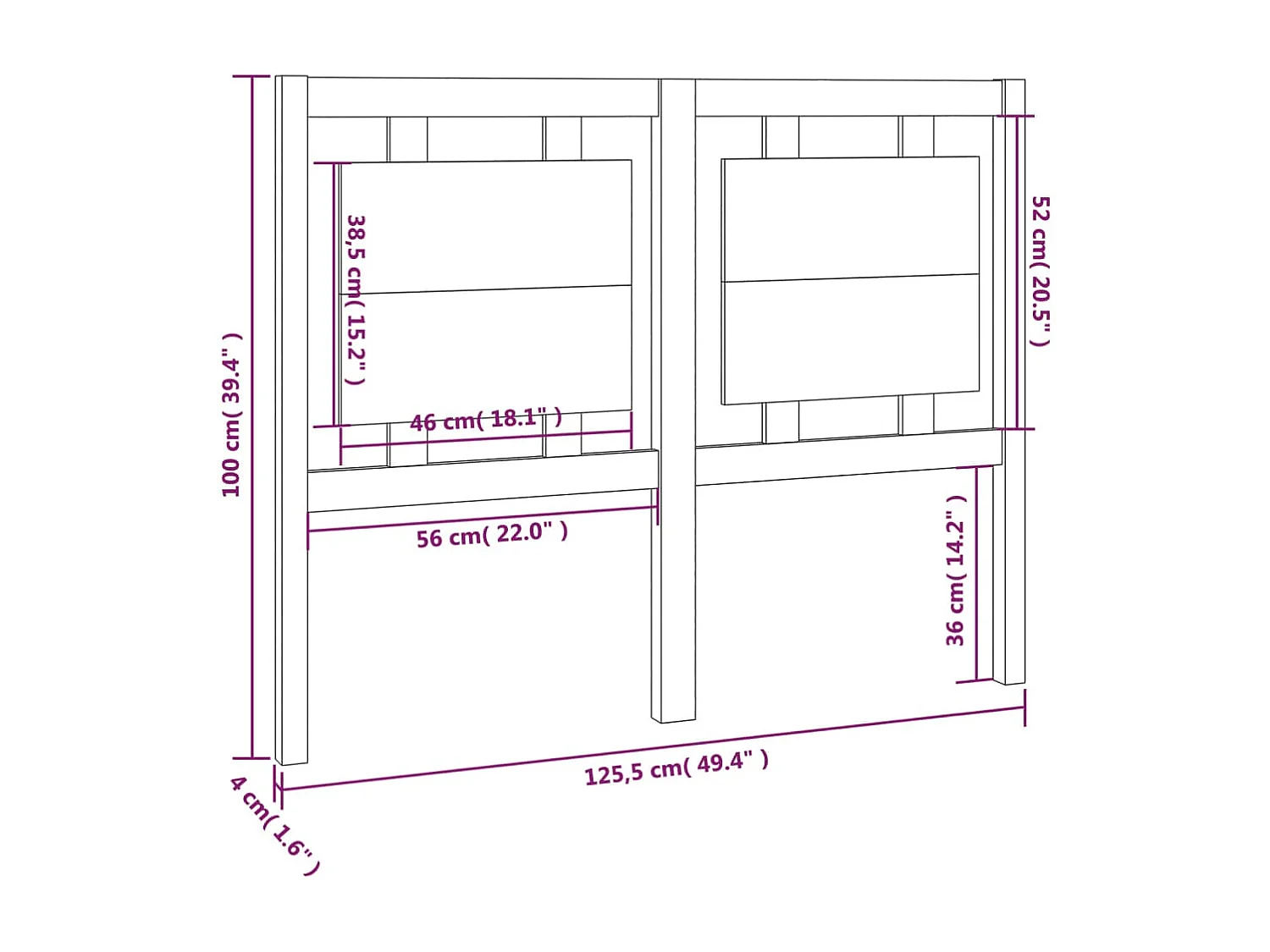 Tête de lit accessoire bois marron 125.5 x 4 x 100 cm TDL0203510