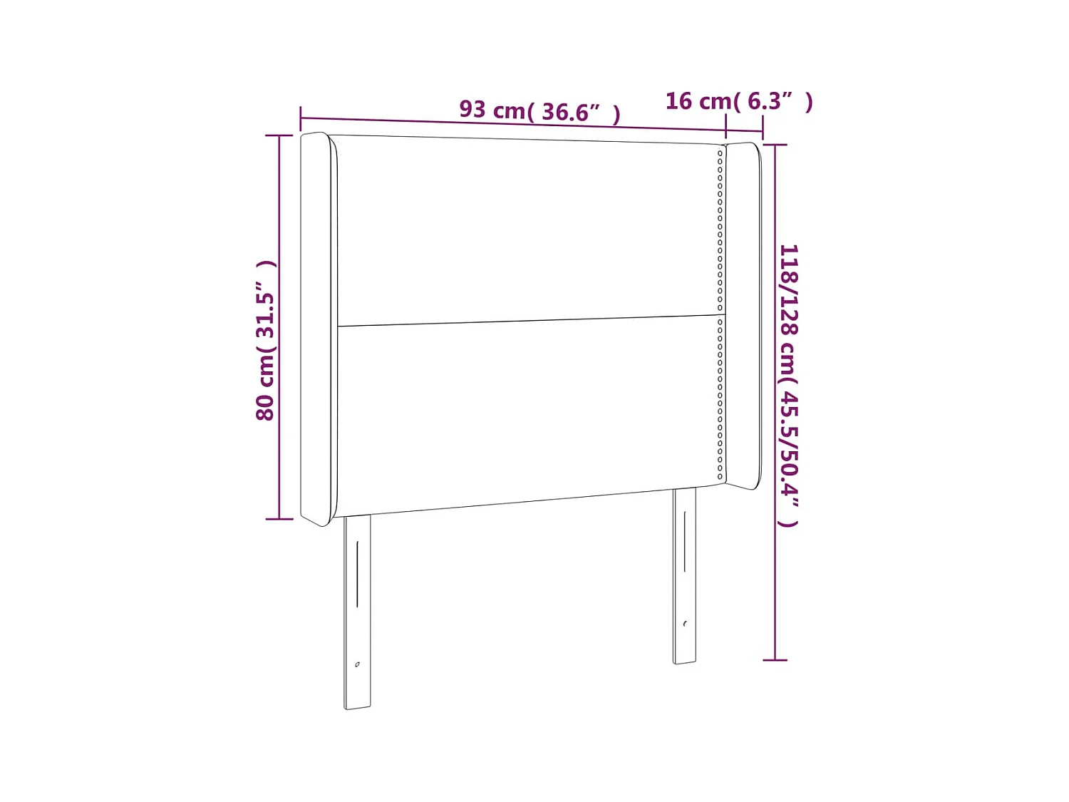 Tête de lit accessoire tissu grise 93 x 16 x 118 cm TDL0201226