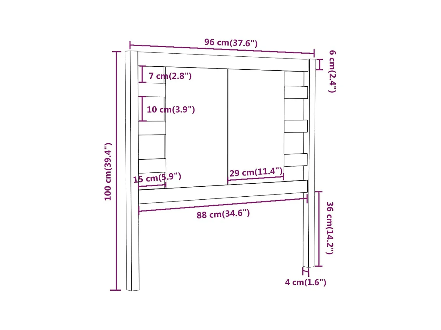 Tête de lit accessoire bois marron 96 x 4 x 100 cm TDL0205871