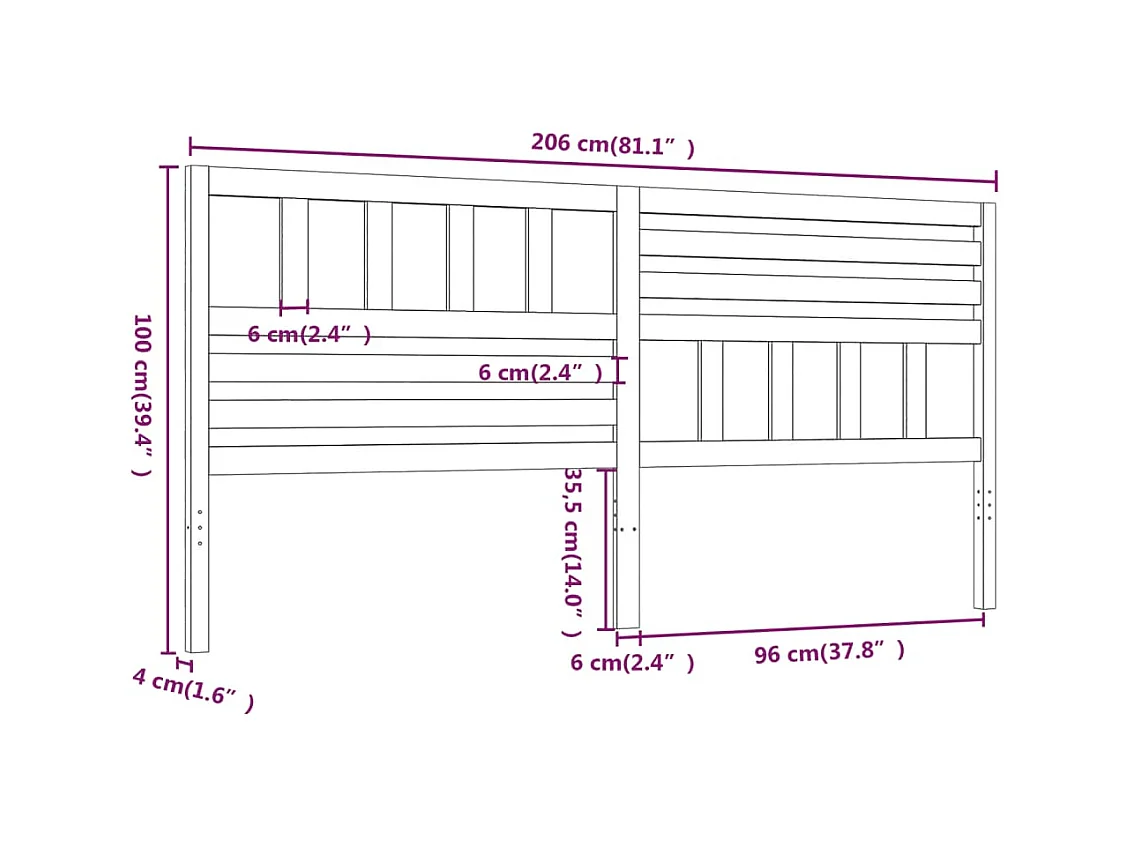 Tête de lit accessoire bois marron 206 x 4 x 100 cm TDL0203322