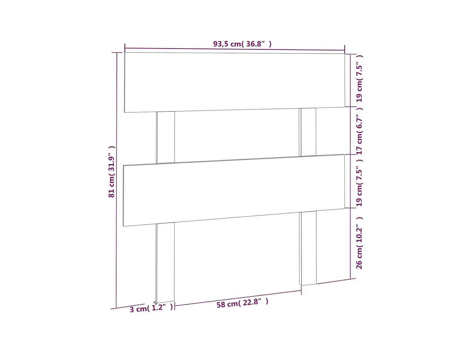 Tête de lit accessoire bois marron 93.5 x 3 x 81 cm TDL0202827