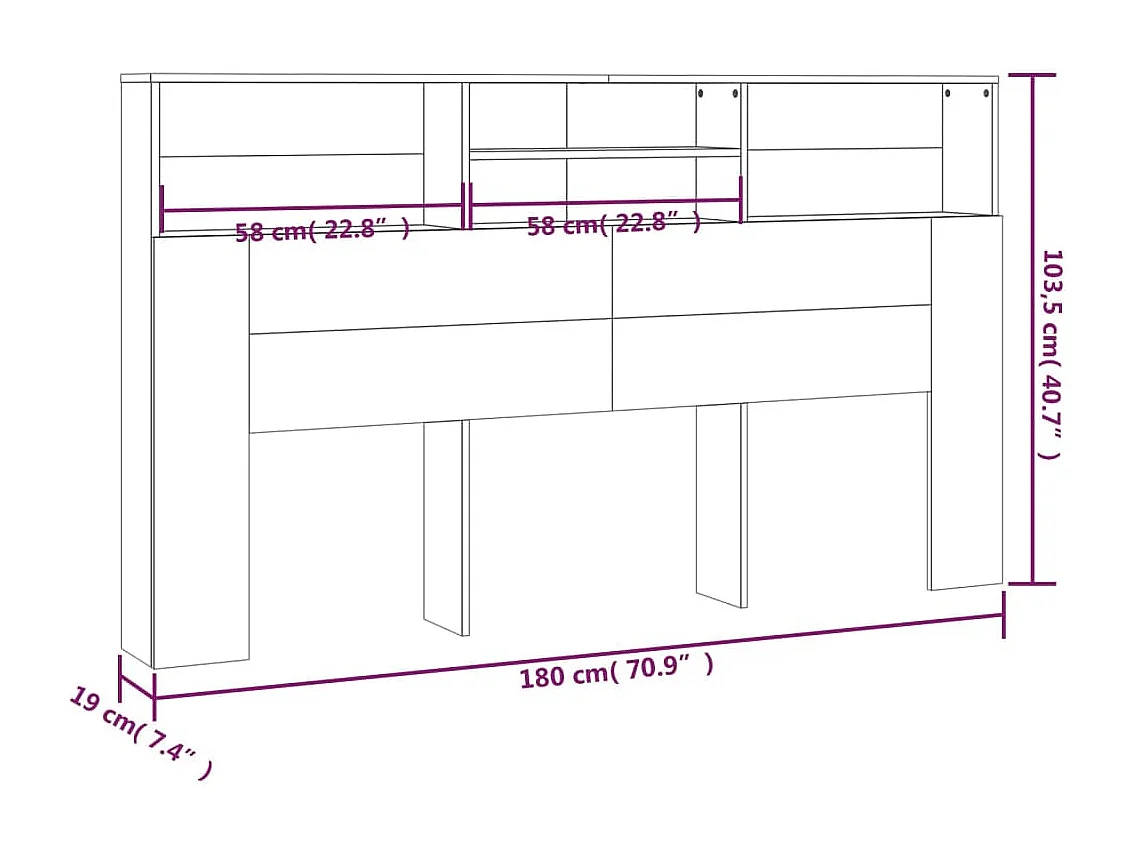 Tête de lit avec effet bois grise 180 x 19 x 103.5 cm TDL0200005