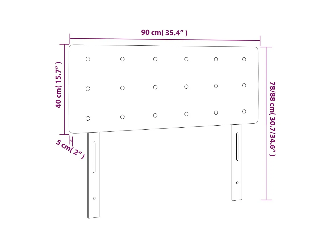 Tête de lit accessoire tissu grise 90 x 5 x 88 cm TDL0200998