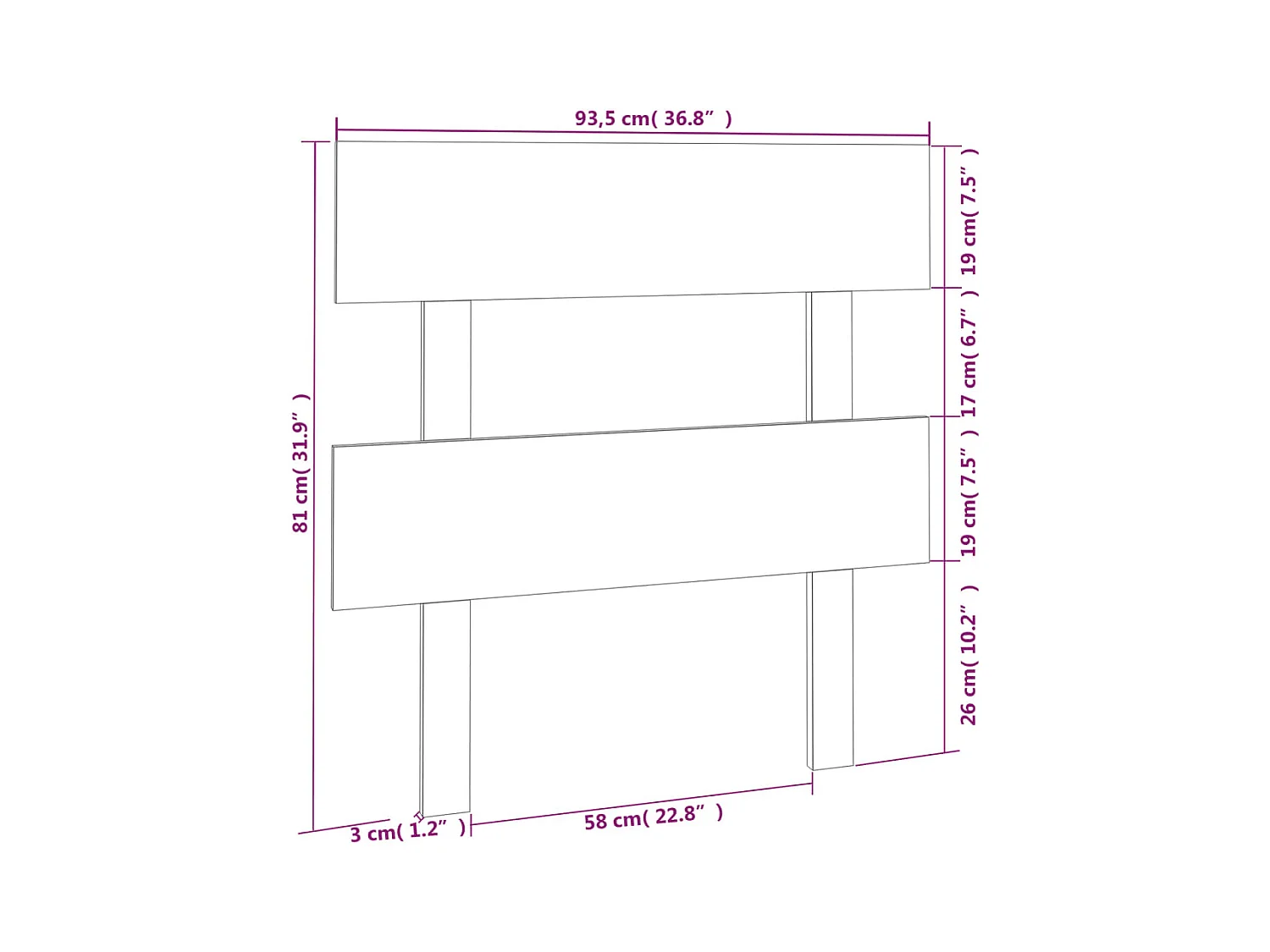 Tête de lit accessoire bois marron 93.5 x 3 x 81 cm TDL0202067