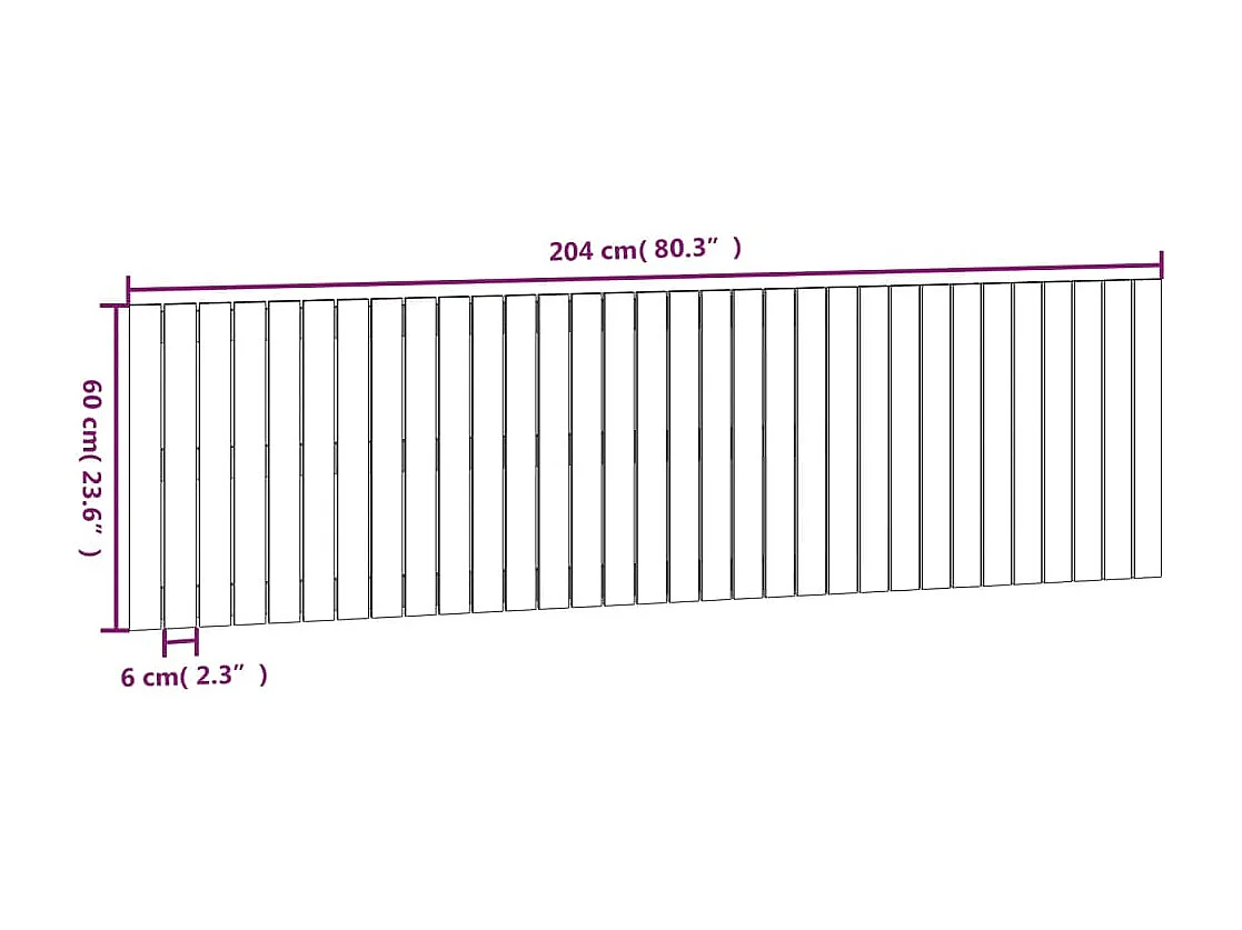 Tête de lit accessoire bois blanche 204 x 3 x 60 cm TDL0202696