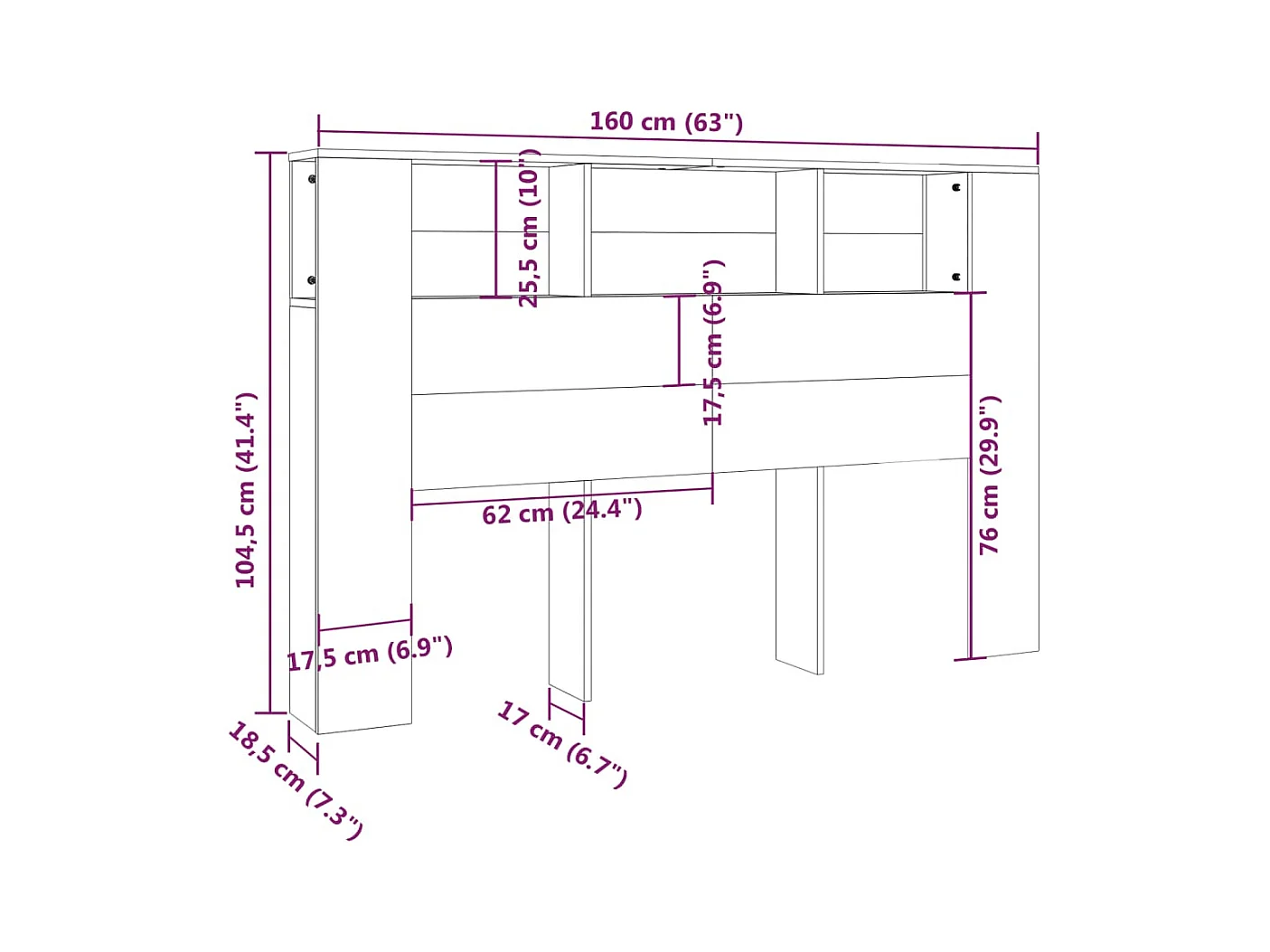 Tête de lit avec effet bois noire 160 x 18.5 x 104.5 cm TDL0200022