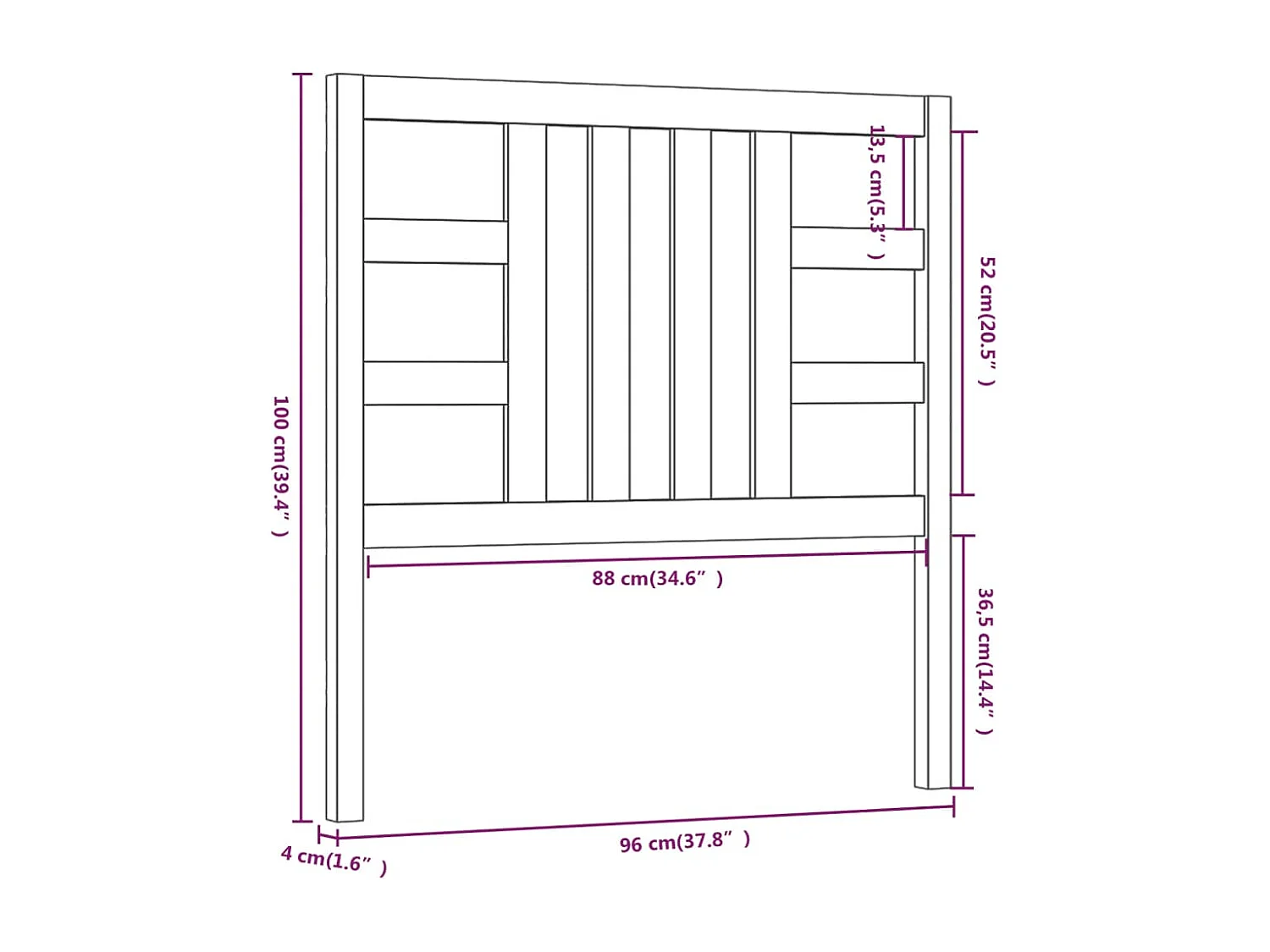 Tête de lit accessoire bois marron 96 x 4 x 100 cm TDL0202801