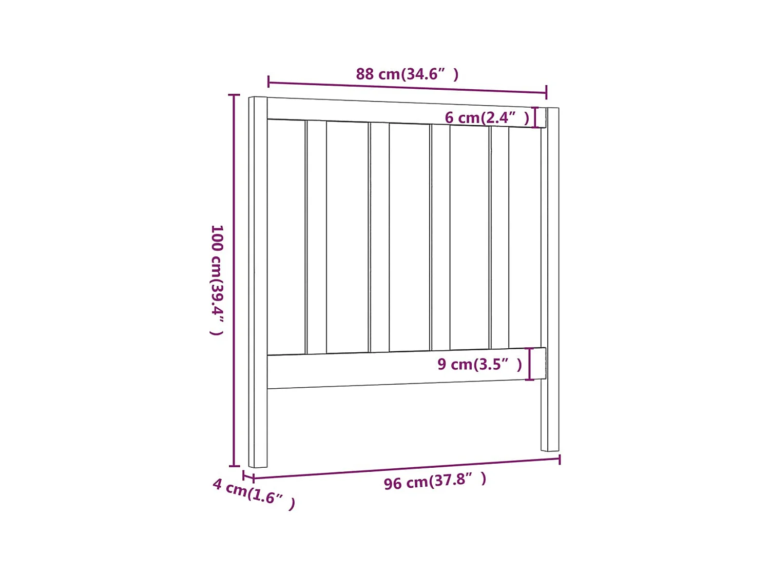Tête de lit accessoire bois marron 96 x 4 x 100 cm TDL0202812