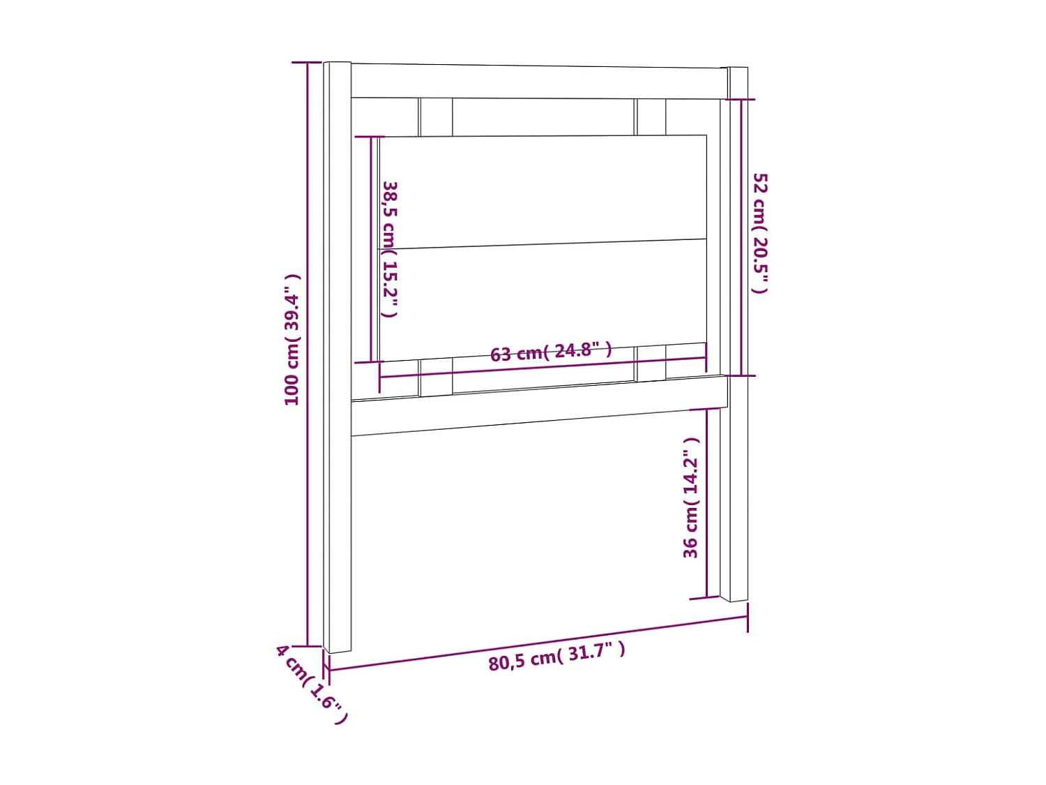 Tête de lit accessoire bois marron 80.5 x 4 x 100 cm TDL0205924