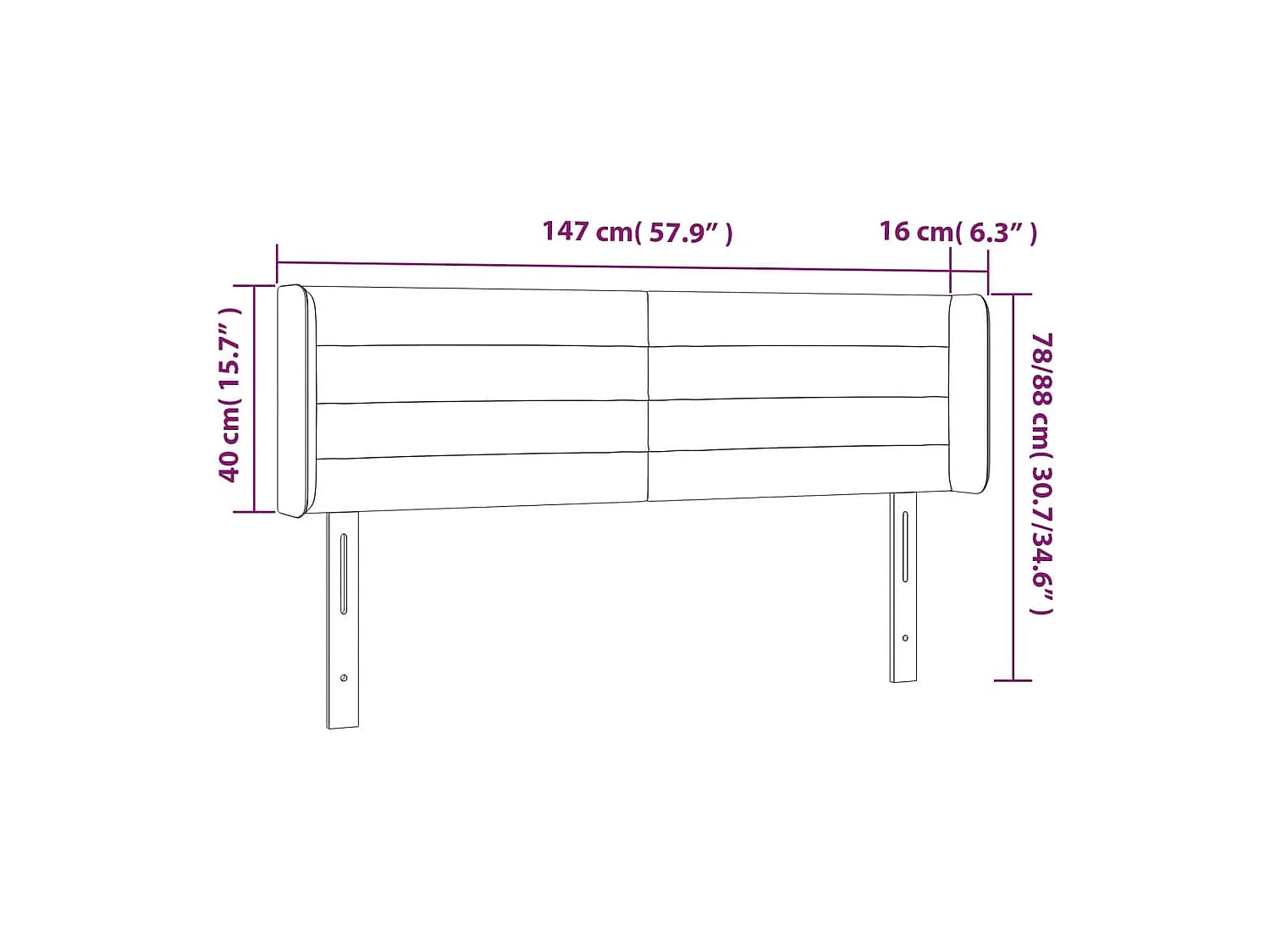 Tête de lit accessoire tissu grise 147 x 16 x 88 cm TDL0205258