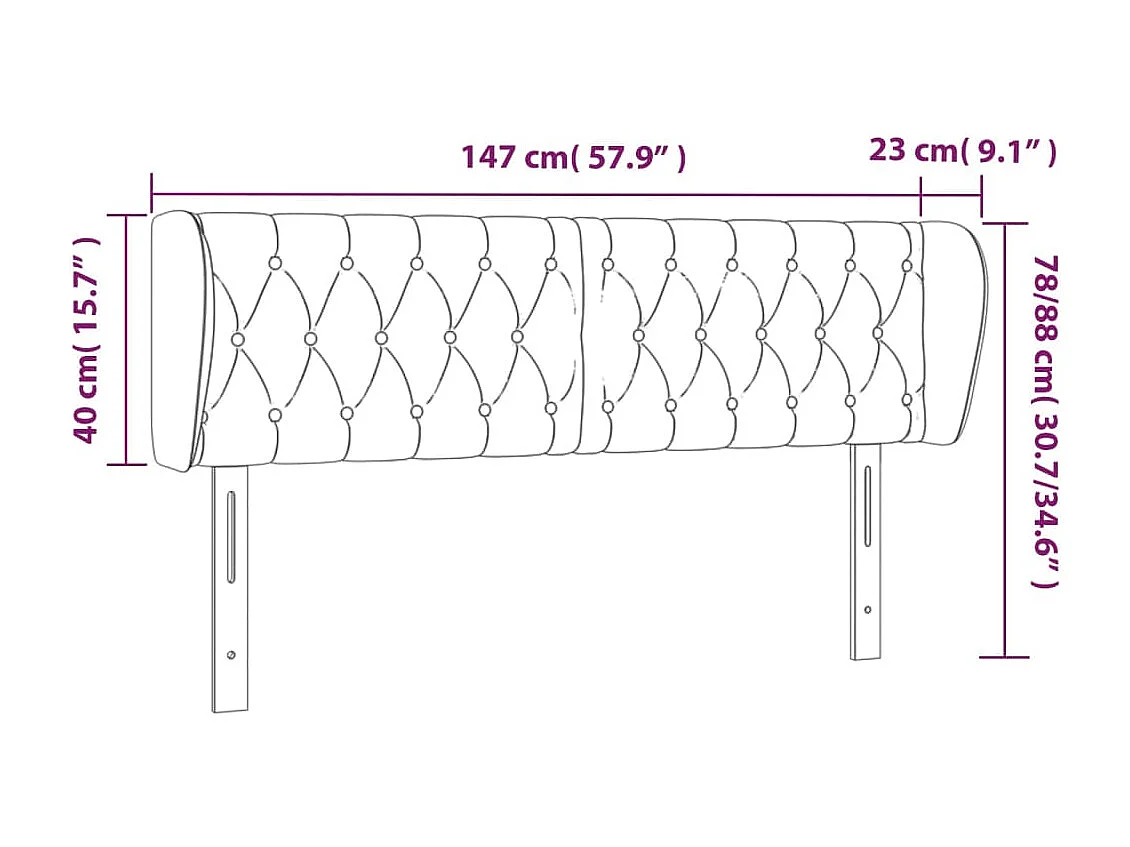 Tête de lit accessoire tissu grise 147 x 23 x 88 cm TDL0204991