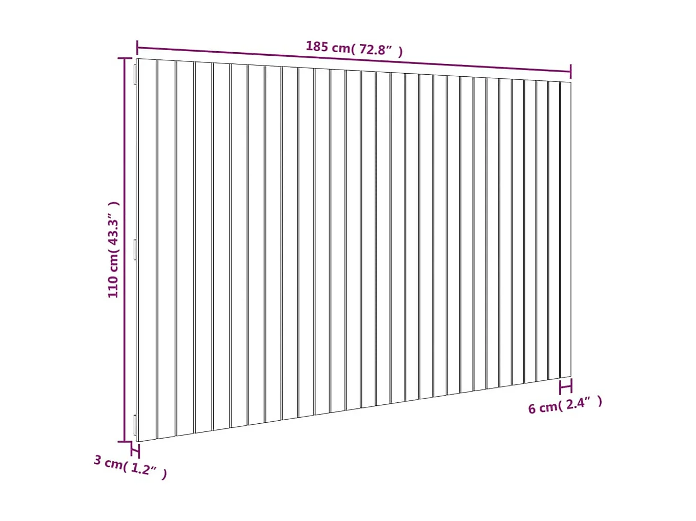 Tête de lit accessoire bois marron 185 x 3 x 110 cm TDL0202517