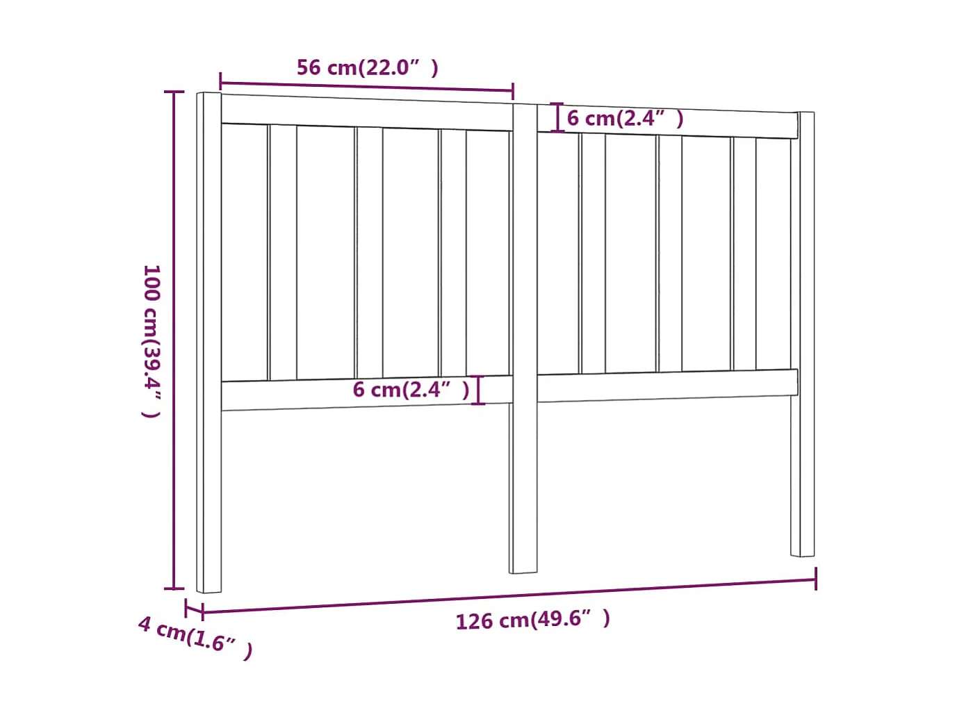 Tête de lit accessoire bois marron 126 x 4 x 100 cm TDL0203498
