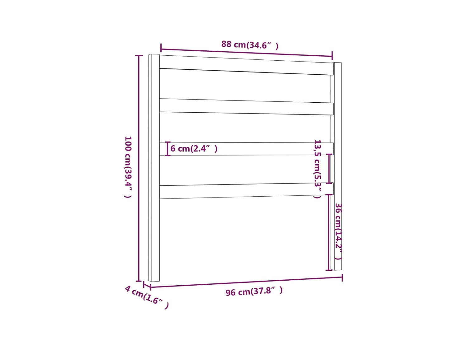 Tête de lit accessoire bois marron 96 x 4 x 100 cm TDL0202807